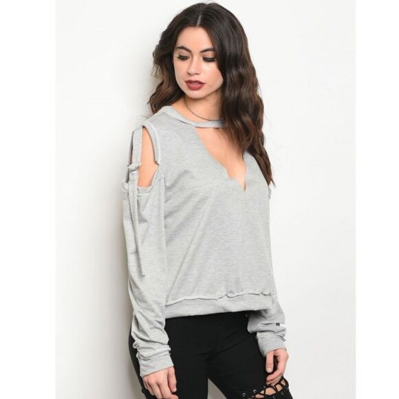 NWT Cold Shoulder V-Neck Sweater, Small, S - Picture 1 of 8
